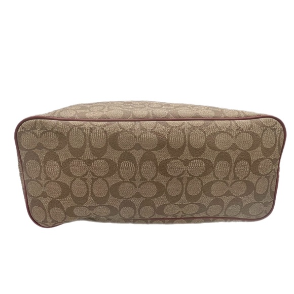 Coach Signature City Tote Bag khaki with maroon coated canvas - Picture 2 of 5